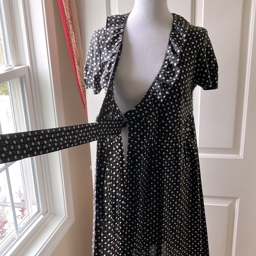 J. Crew Silk Wrap Polka-Dot Dress Black/White Size 4 - Picture 12 of 16